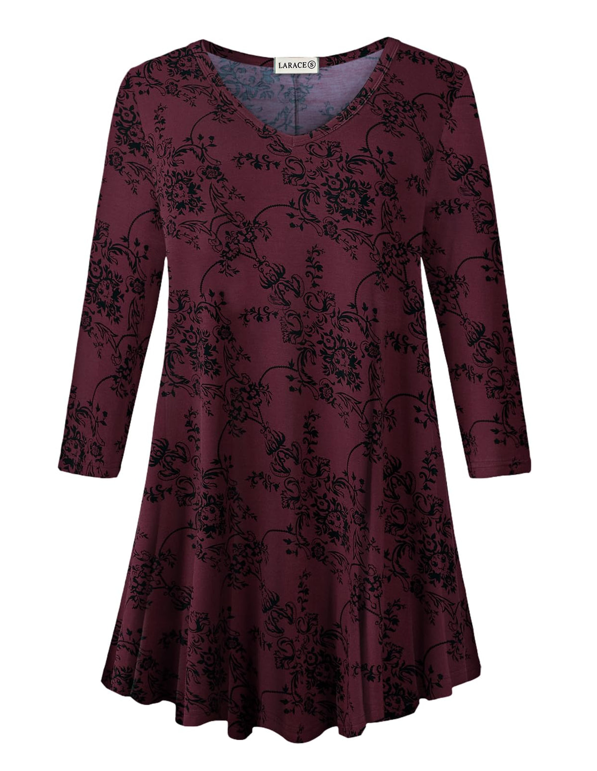 LARACE Plus Size Tops for Women 3/4 Sleeve Shirts V Neck Tunic Tops Blouses