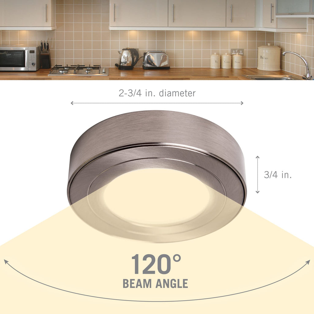 Armacost Lighting PureVue Dimmable Under Cabinet LED Puck Light, 4000K (Bright-White Light), 2.75 Inch, White Finish - 223412