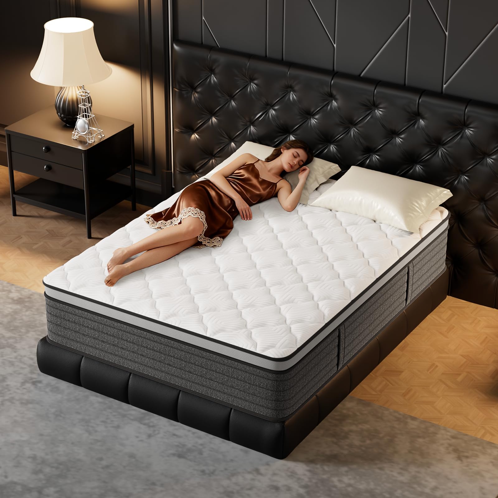 PUBPLON Twin Mattress, Hotel Luxury Hybrid 12 Inch Twin Size-Gel Memory Foam Mattress in a Box (New Version), Individually Wrapped Pocket Spring, Pressure Relief, Medium Firm