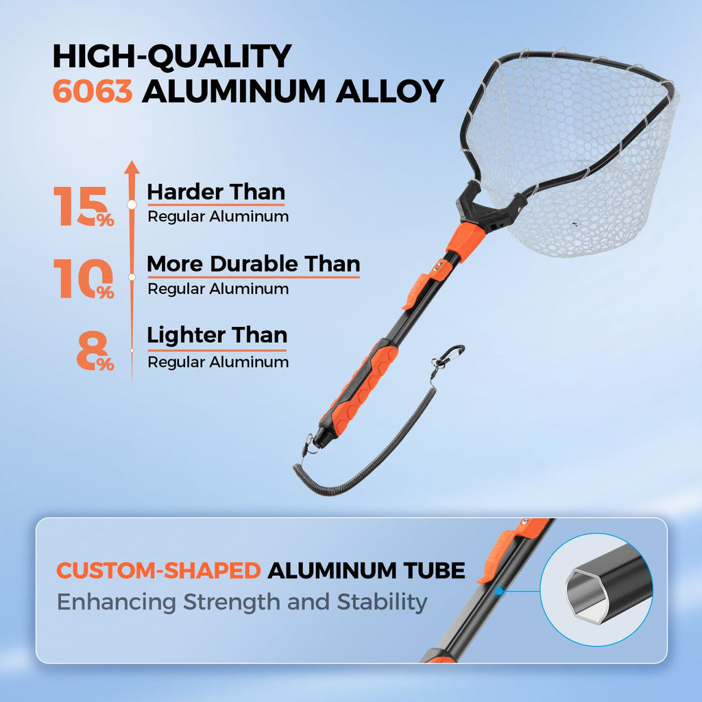 KastKing Titanet Fishing Net, Durable Aluminum Handle, Non-Slip Hi-Vis Grip, Compact Bag & Lanyard, Ideal for Kayak, Lake, Fly, or River Fishing, 2 Net Options