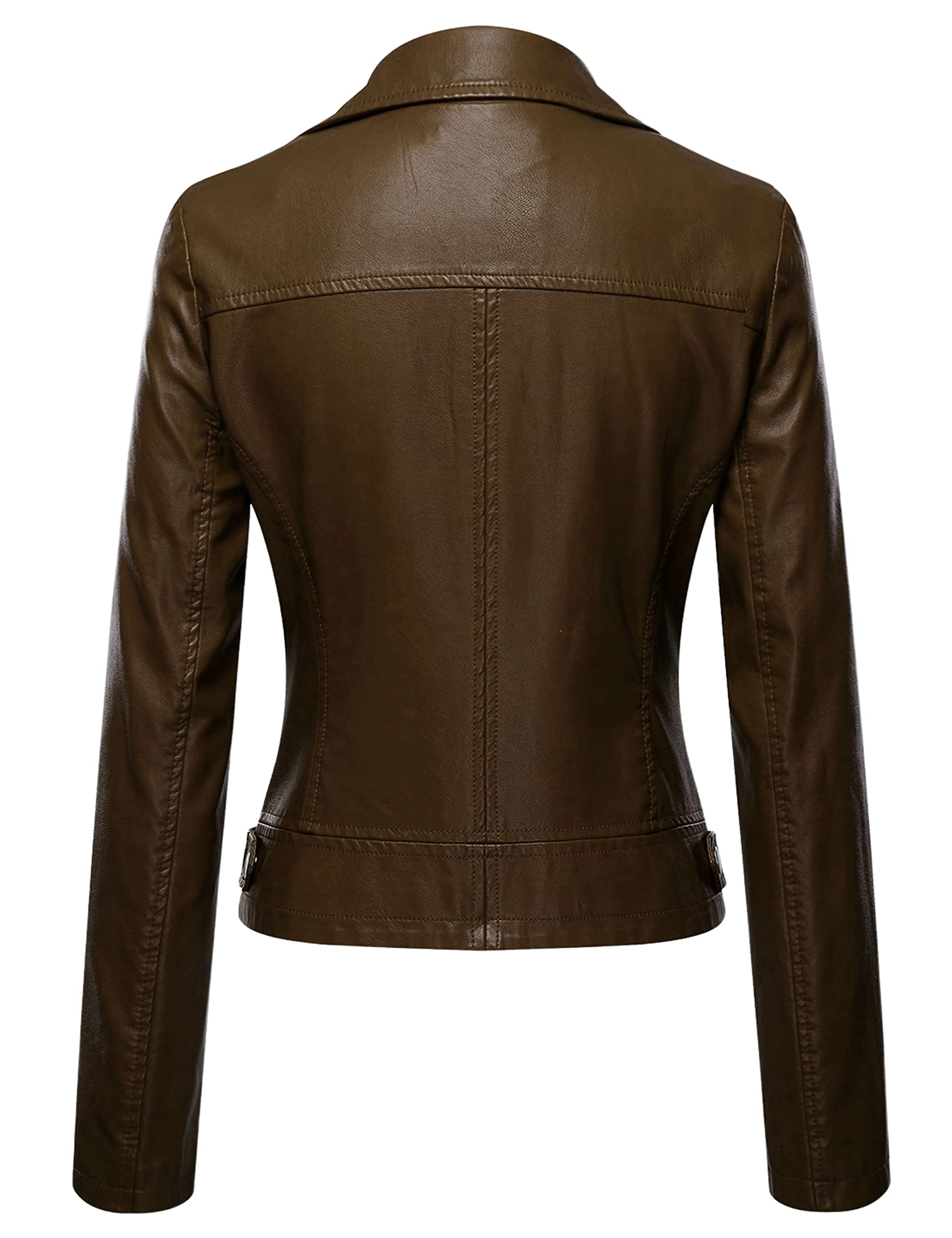 Tanming Women's Faux Leather Moto Biker Short Coat Jacket