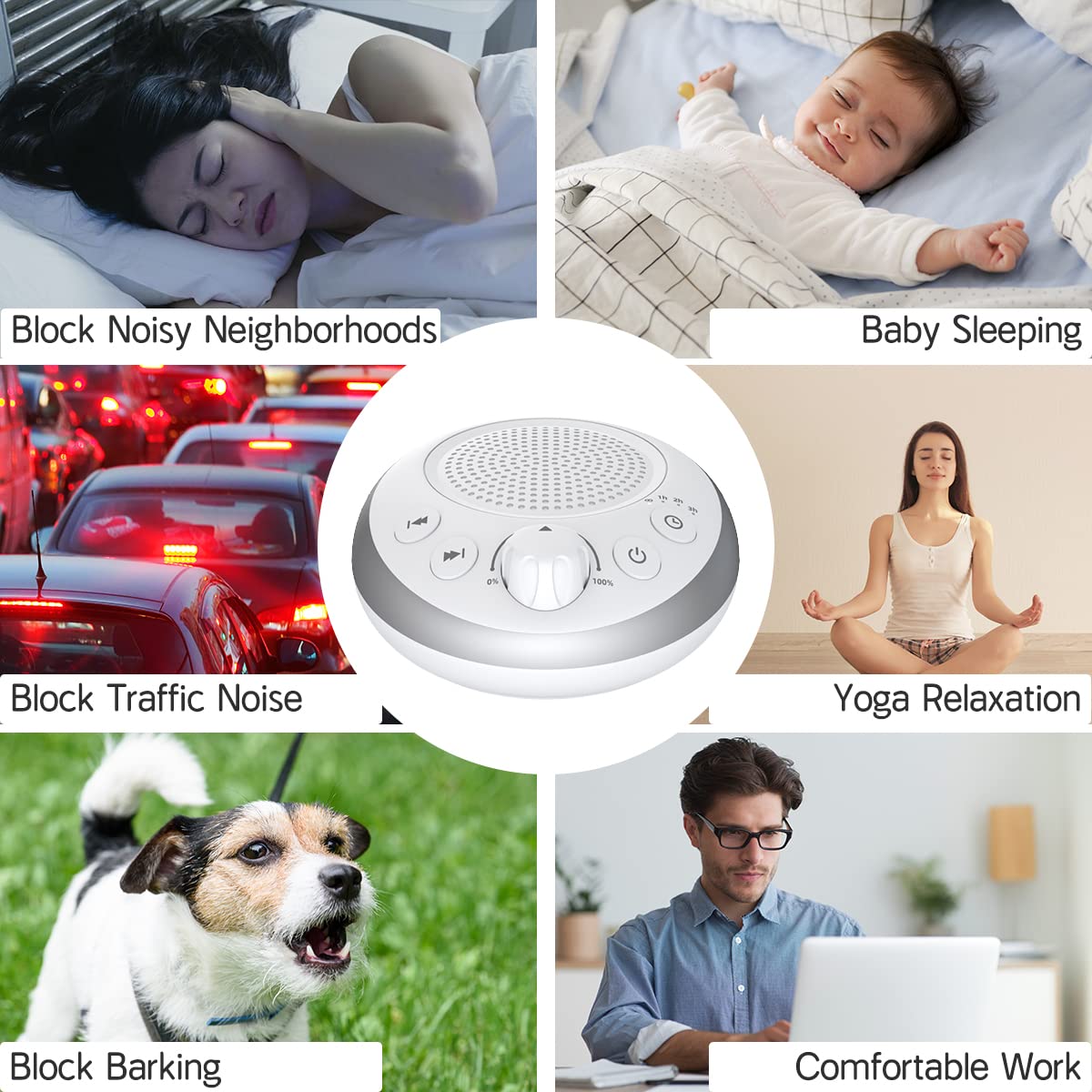 Brown Noise Sound Machine White Noise Machine Nonstop 30 Soothing Sounds Sound Therapy for Baby Kids Adults Sleep Machine 36-Level Vol Auto-Off Timer Memory Function for Home Travel Office