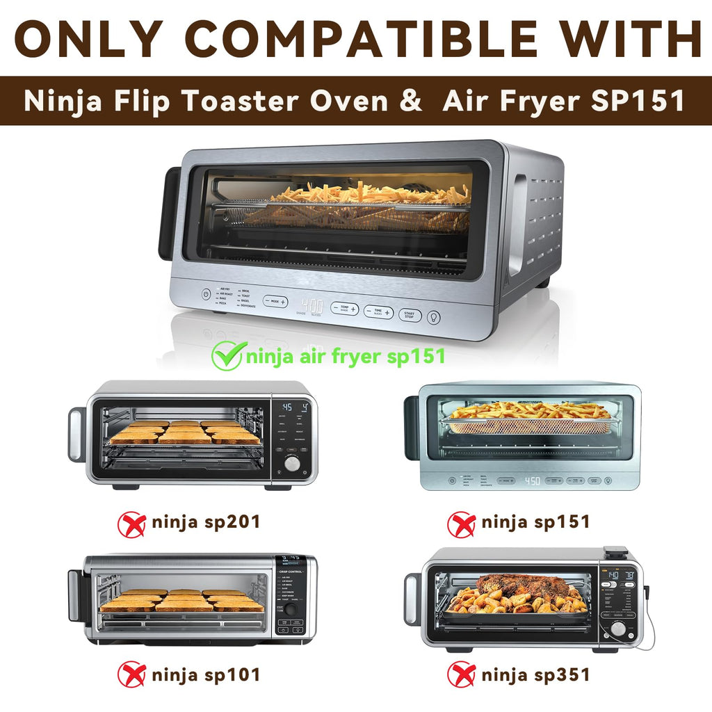 Replacement Baking Pan and Parchment Paper for Ninja Foodi SP101, Black Non-stick Baking Tray Air Fryer Liners Air Fryer Oven Accessories for Ninja Flip Toaster Oven