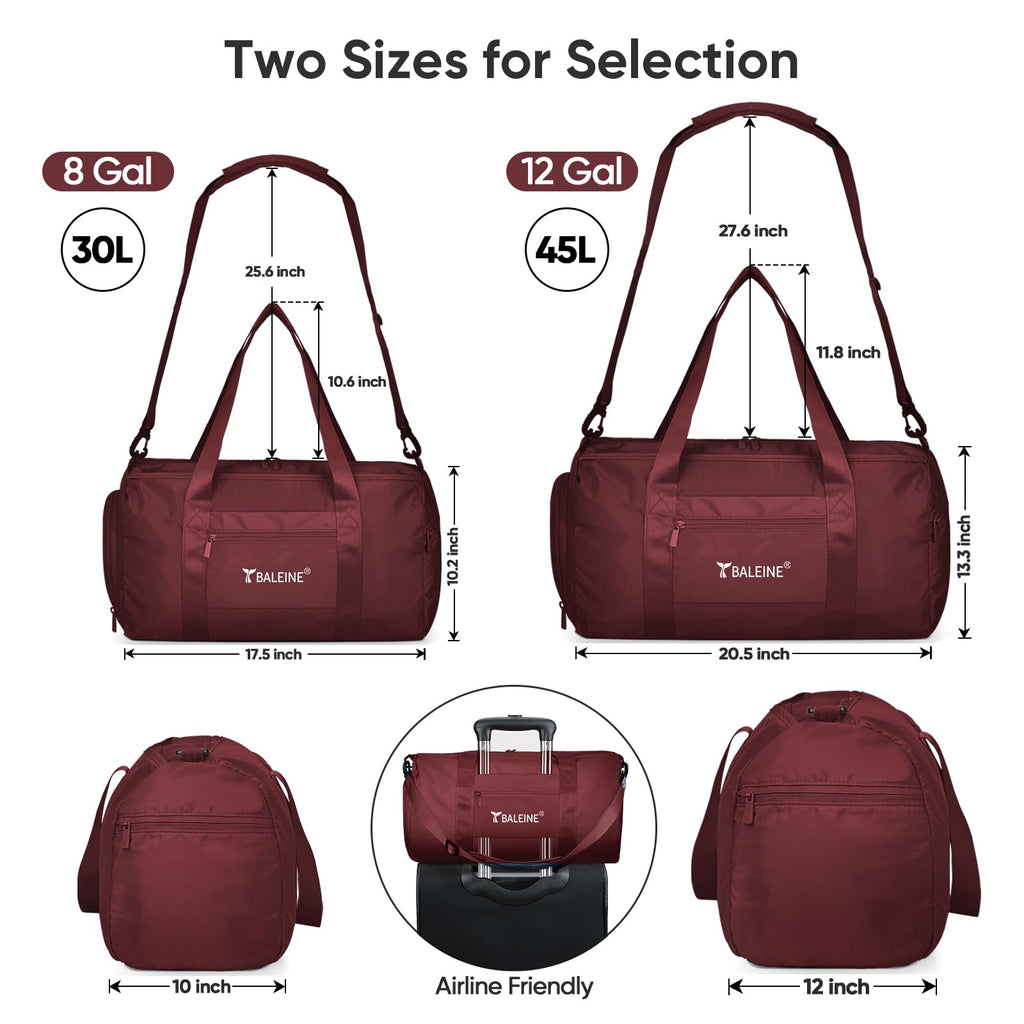 BALEINE Gym Bag for Women and Men, Duffel Bag for Sports, Gyms and Weekend Getaway, Waterproof Dufflebag with Shoe and Wet Clothes Compartments, Lightweight Carryon Gymbag (Azure)
