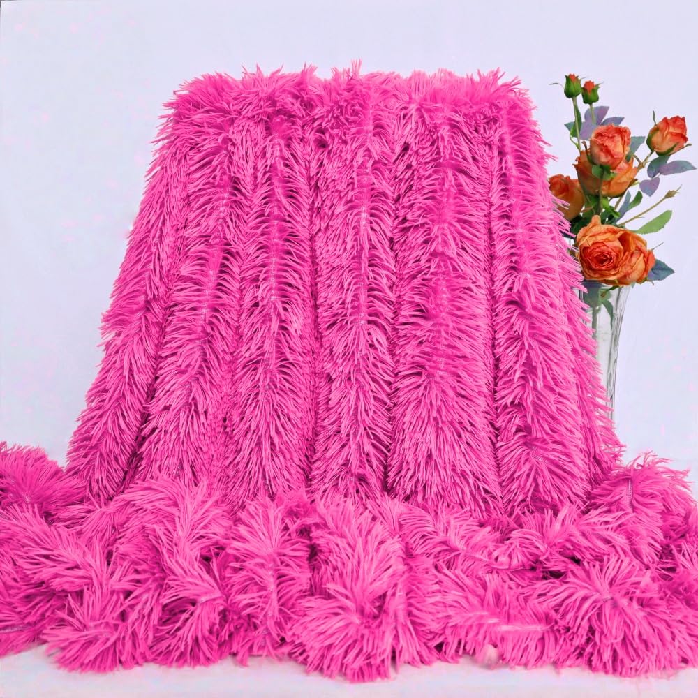 Plush Super Soft Blanket Bedding Sofa Cover Furry Fuzzy Fur Warm Throw Qulit Cozy Couch Blanket for Winter (51"x63", Black)