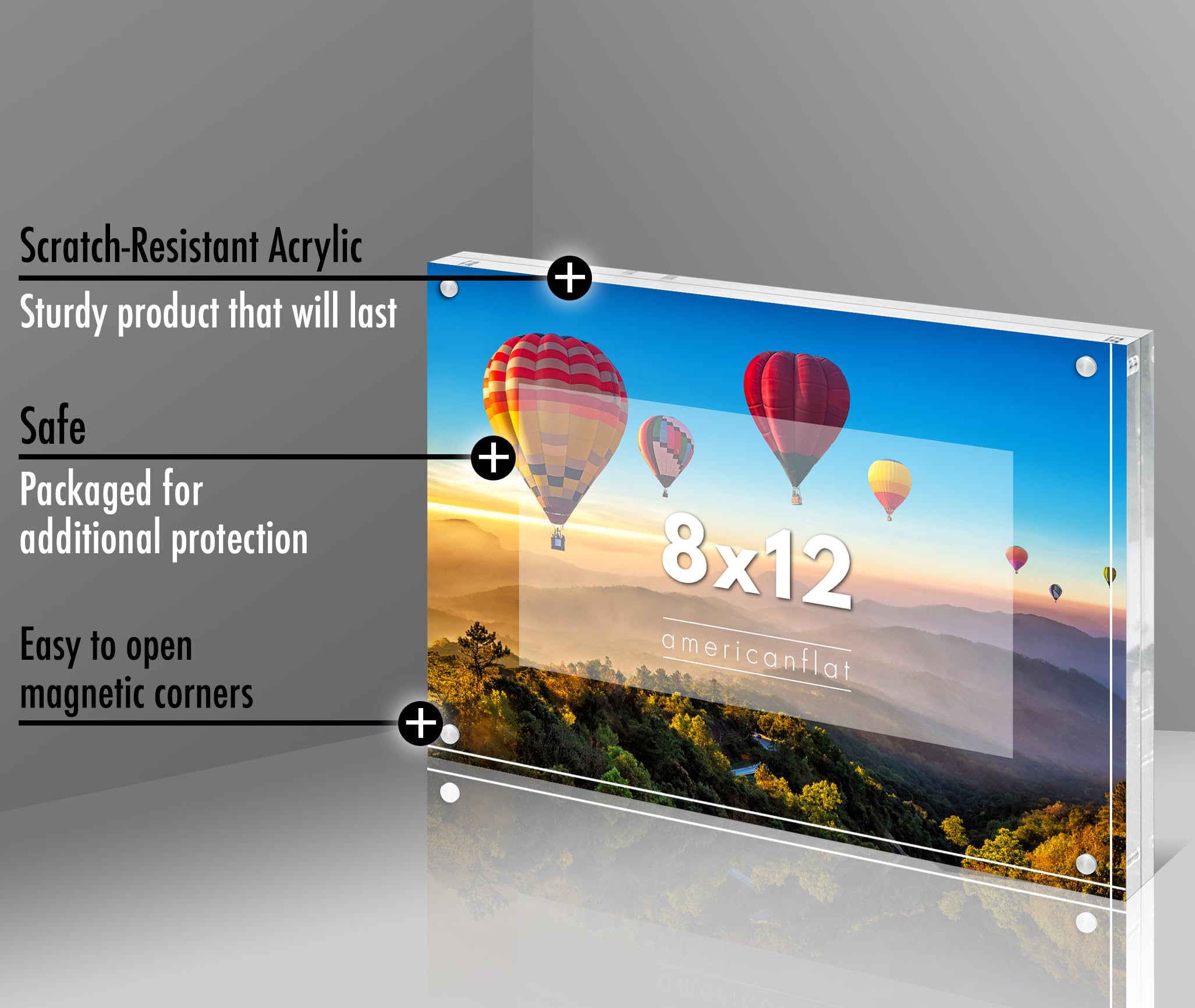 Americanflat 3.5x5 Acrylic Picture Frame - Double Sided Frames with Magnetic Corners - Transparent Acrylic Frames for Desk or Tabletop Display - 3.5x5 Picture Frame with Microfiber Cloth Included