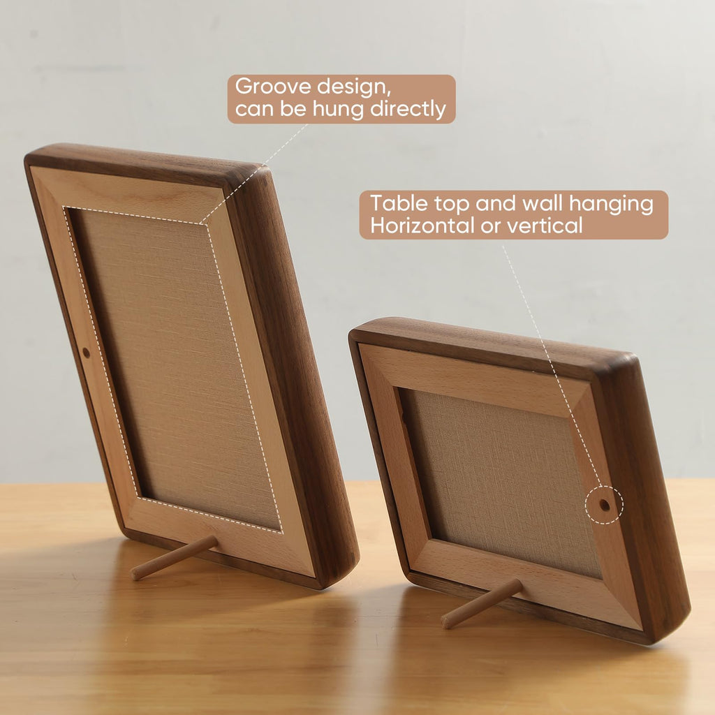 Mini Wood Picture Frame,Small Picture Frames 2x3 with Tiny Mat | Cute Polaroid Picture Frame,Teak Solid Natural Wood Tiny Photo Frame, Tabletop and Wall Mounting