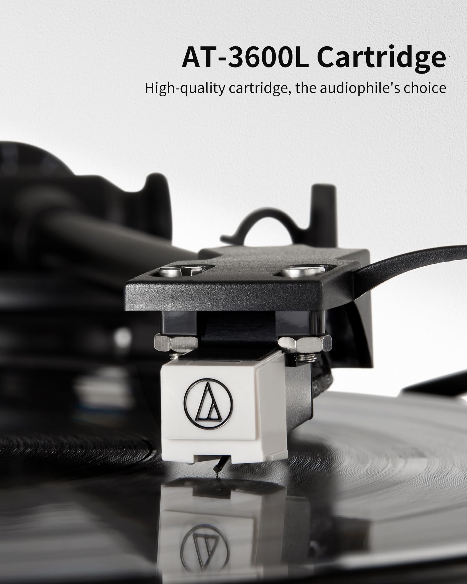 ANGELS HORN Bluetooth Turntable with Speakers, Vinyl Record Player System with AT-3600L, Built-in Phono Preamp, Belt Drive 2-Speed, Adjustable Counterweight, Pitch Control Hi-Fi Record Player System