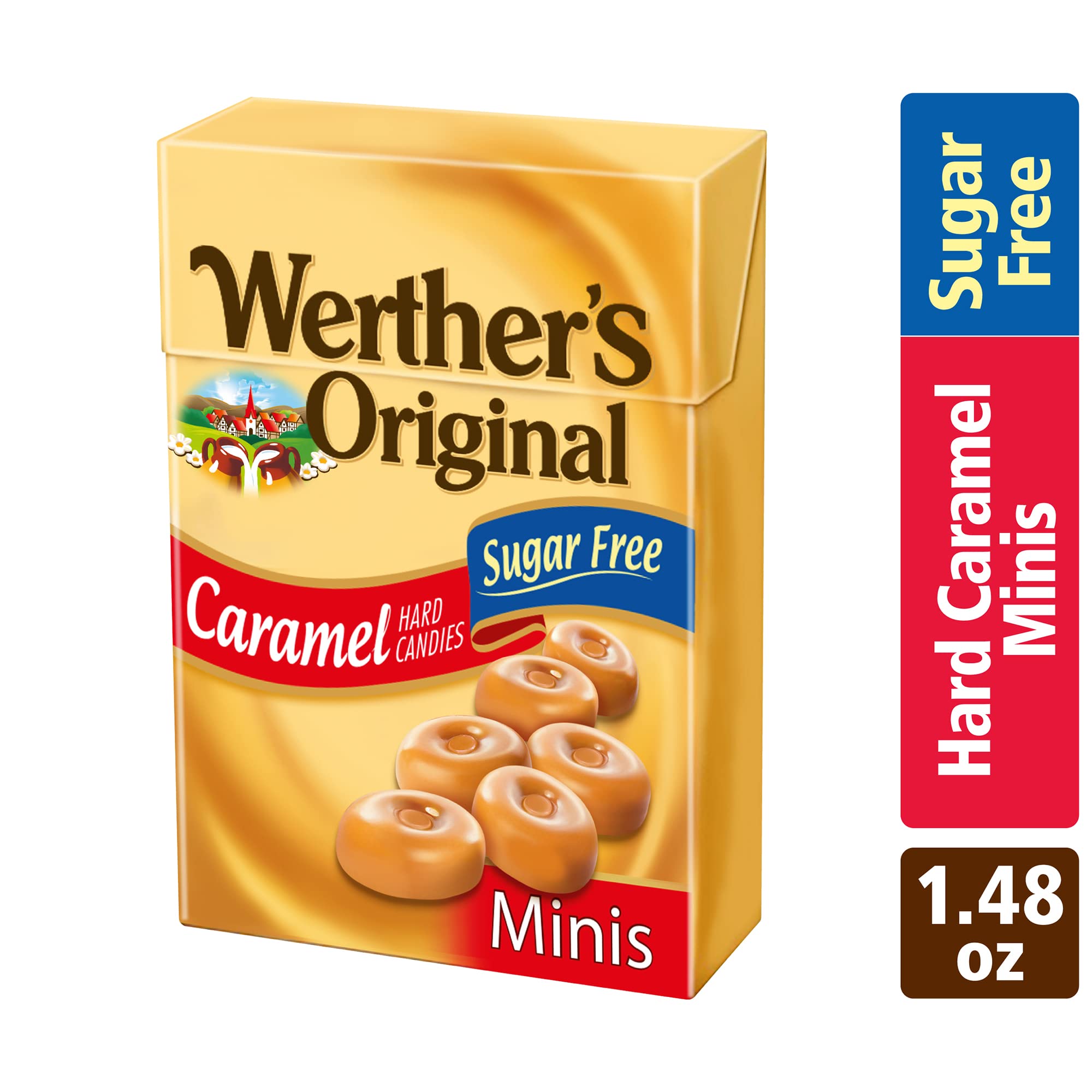 Werther's Original Hard Sugar Free Assorted Flavors, Caramel, Caramel Coffee, Caramel Apple Candy 7.7 Oz Bag