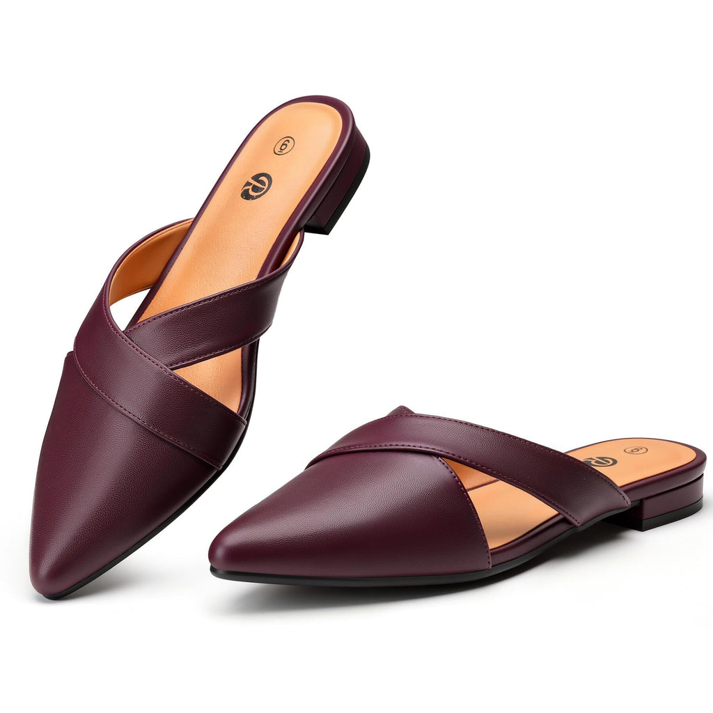 Rekayla Women's Mules Closed Pointed Toe Flats Backless Loafers Shoes for Women