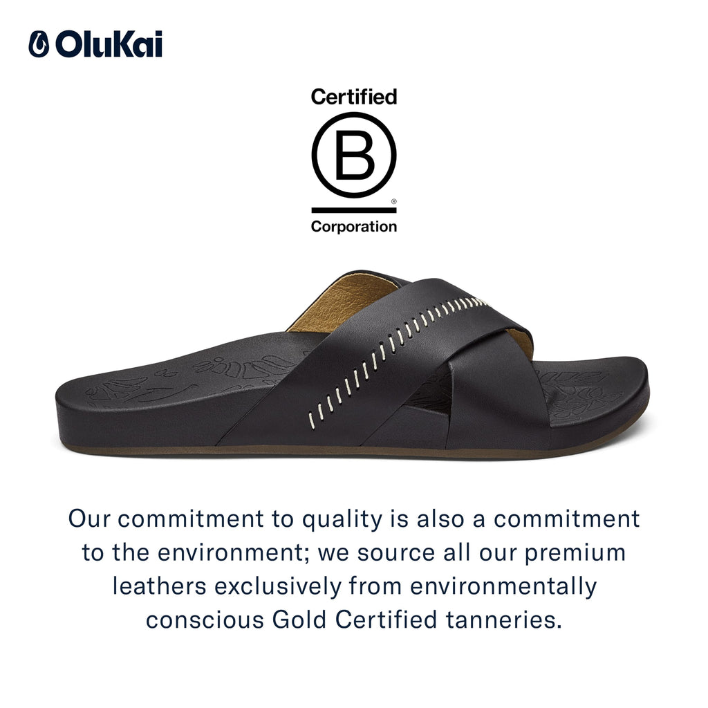 OluKai Kipe'a Olu Women's Slide Sandal, Premium Leather, Relaxed & Dressy Design For Any Occasion, All-Day Comfort & Fit
