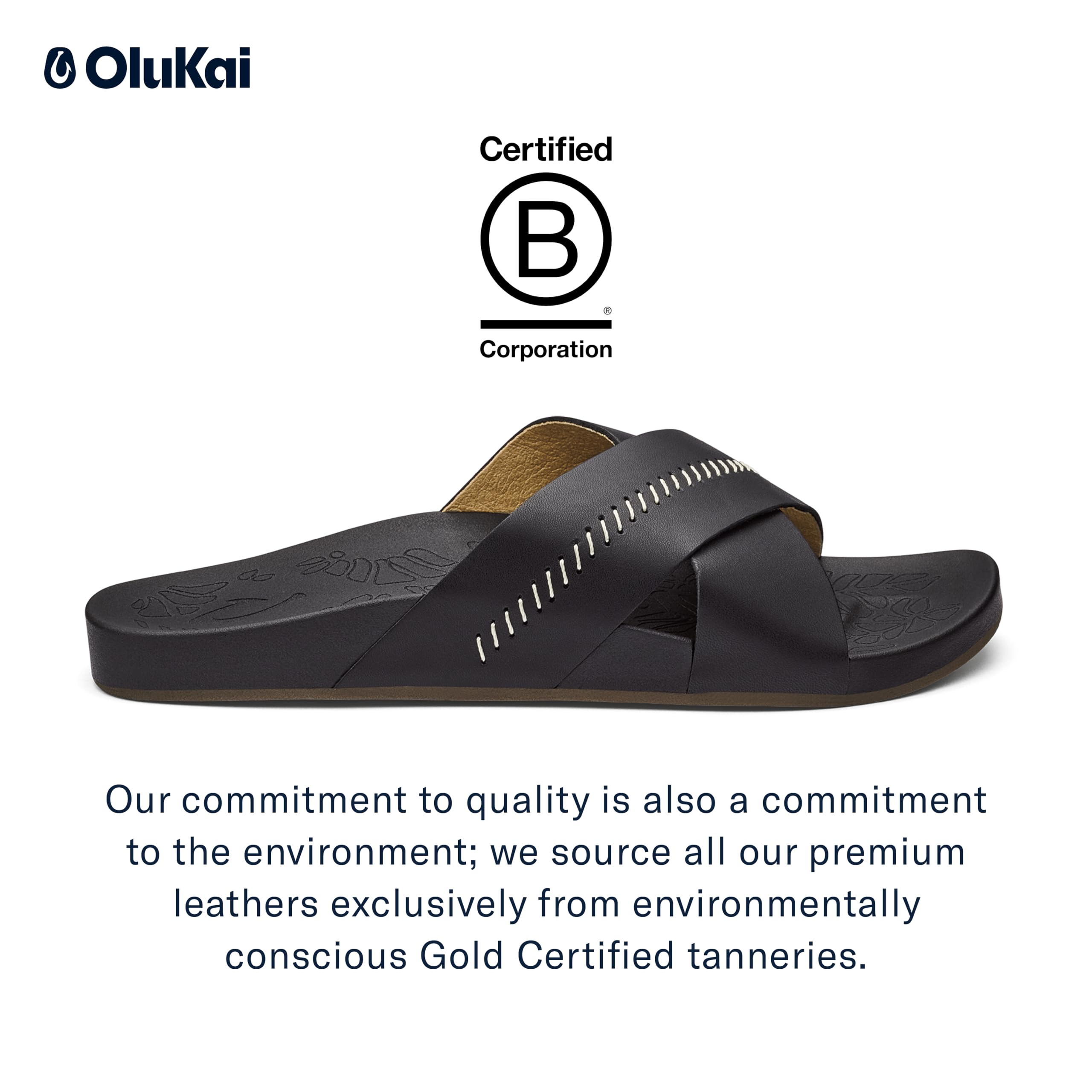 OluKai Kipe'a Olu Women's Slide Sandal, Premium Leather, Relaxed & Dressy Design For Any Occasion, All-Day Comfort & Fit
