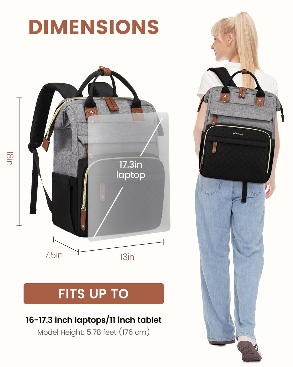 LOVEVOOK Laptop Backpack for Women, 15.6 inch Waterproof Nurse Bag Teacher Work Backpack Purse for Women, Travel Computer Backpack for College Office Business Ladies