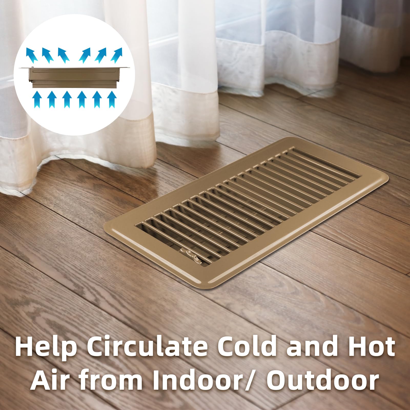 Floor Register 2x12 Inch Brown, Floor Vent Covers for Home Floor, Sidewall, Design with Adjustable Air Supply Lever Air Vent Deflectors, 2 Pack