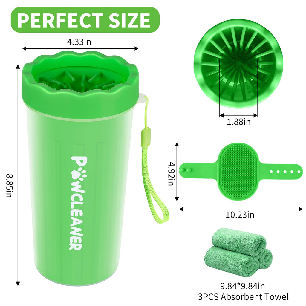 Professional 7 in 1 Dog Paw Cleaner for Dogs & Cats - Includes 1 Portable Paw Washer, 1 Bath Brush, 2 Dog Toothbrushes and 3 Absorbent Towels Note: Fits Paws up to 2 Inches Wide (Small, Black)