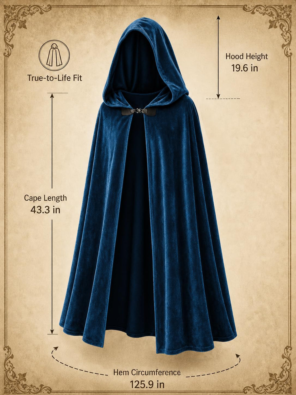 JEGERMIG Medieval Hooded Cloak Halloween Renaissance Costume