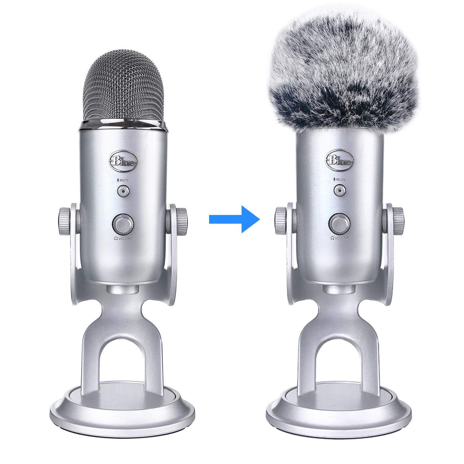 YOUSHARES 2PCS Blue Yeti Pop Filter for Blue Yeti Microphone, Yeti Foam Windscreen with Dead Cat Blue Yeti Mic Cover for Yeti Mic and Blue Yeti Pro USB Microphone