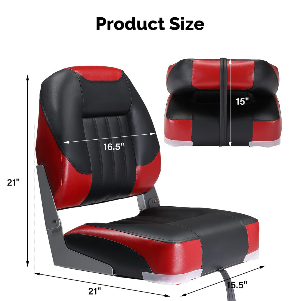 PEXMOR Boat Seats, Low/High Back, Folding, Waterproof, Captain Seat, 2 Packs (High Back-Blue & White)