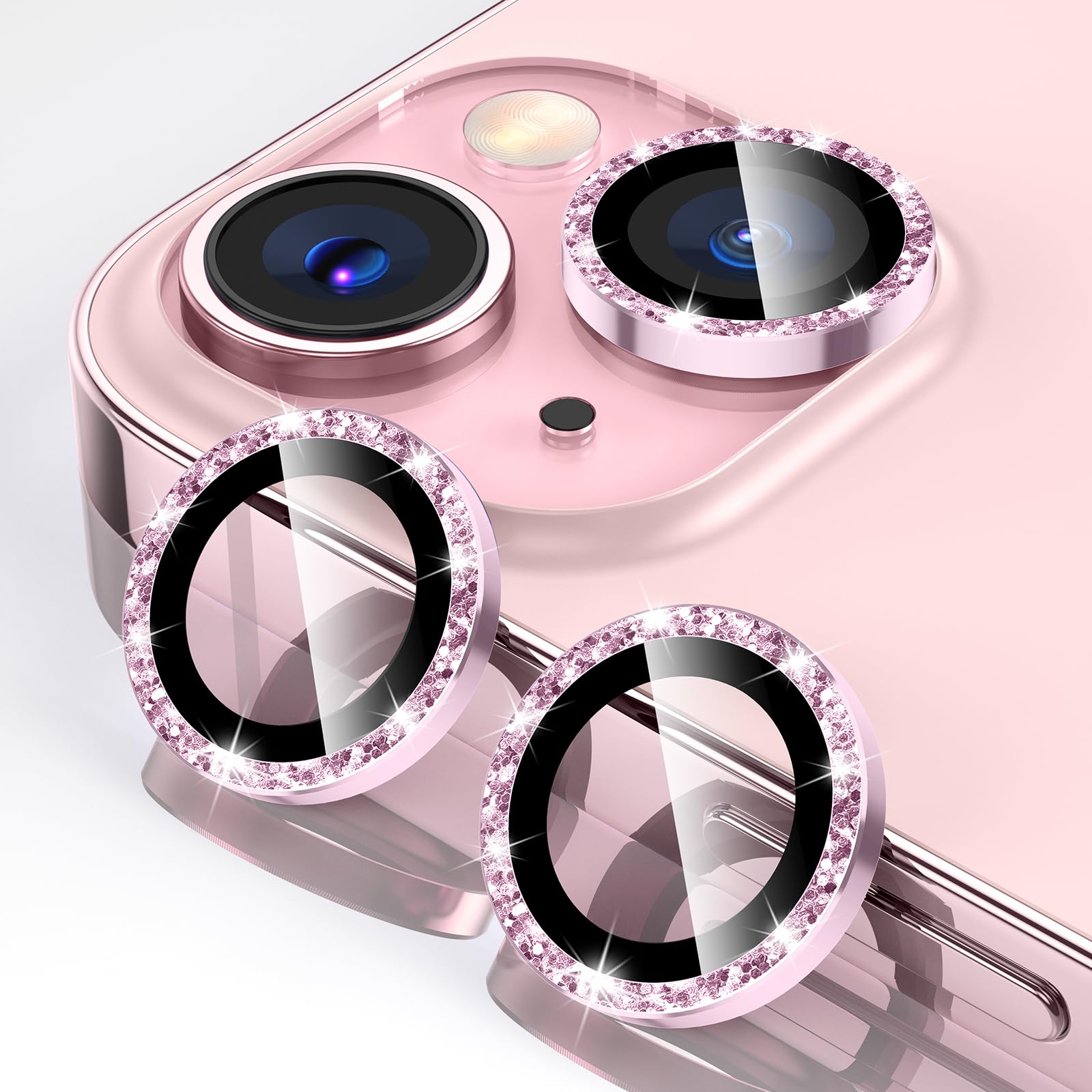 Tensea for iPhone 13 mini/iPhone 13 Camera Lens Protector, 9H Tempered Glass Camera Cover Screen Protector Metal Individual Ring for iPhone 13mini 5.4 inch /13 6.1 inch