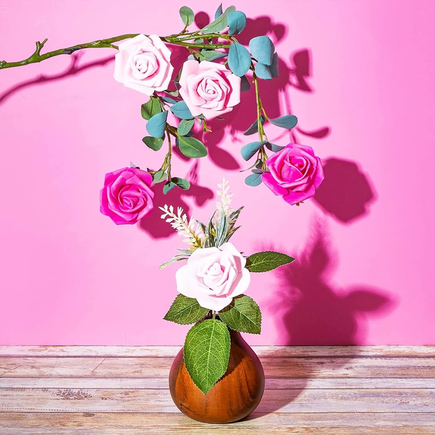Bright Creations Artificial Flowers Foam Rose Heads - 3 x 1.2 in, Mixed Pink Shades, 100 Pack - Foam Roses for Flower Wall & Garland Backdrops, Wedding & Bridal Shower Decor
