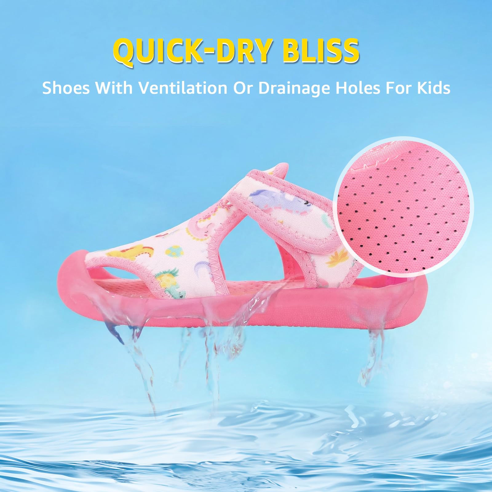 STQ Boys Girls Water Shoes Quick-Dry Slip on Beach Swim Pool Sandals(Toddler/Little Kid)