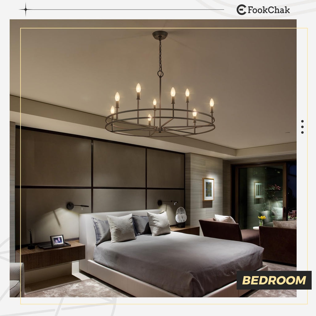 Black Chandelier 6-Light Dining Room Chandelier Kitchen Chandeliers Over Table Round Living Room Chandelier Light Fixture for Bedroom, Kitchen, Foyer