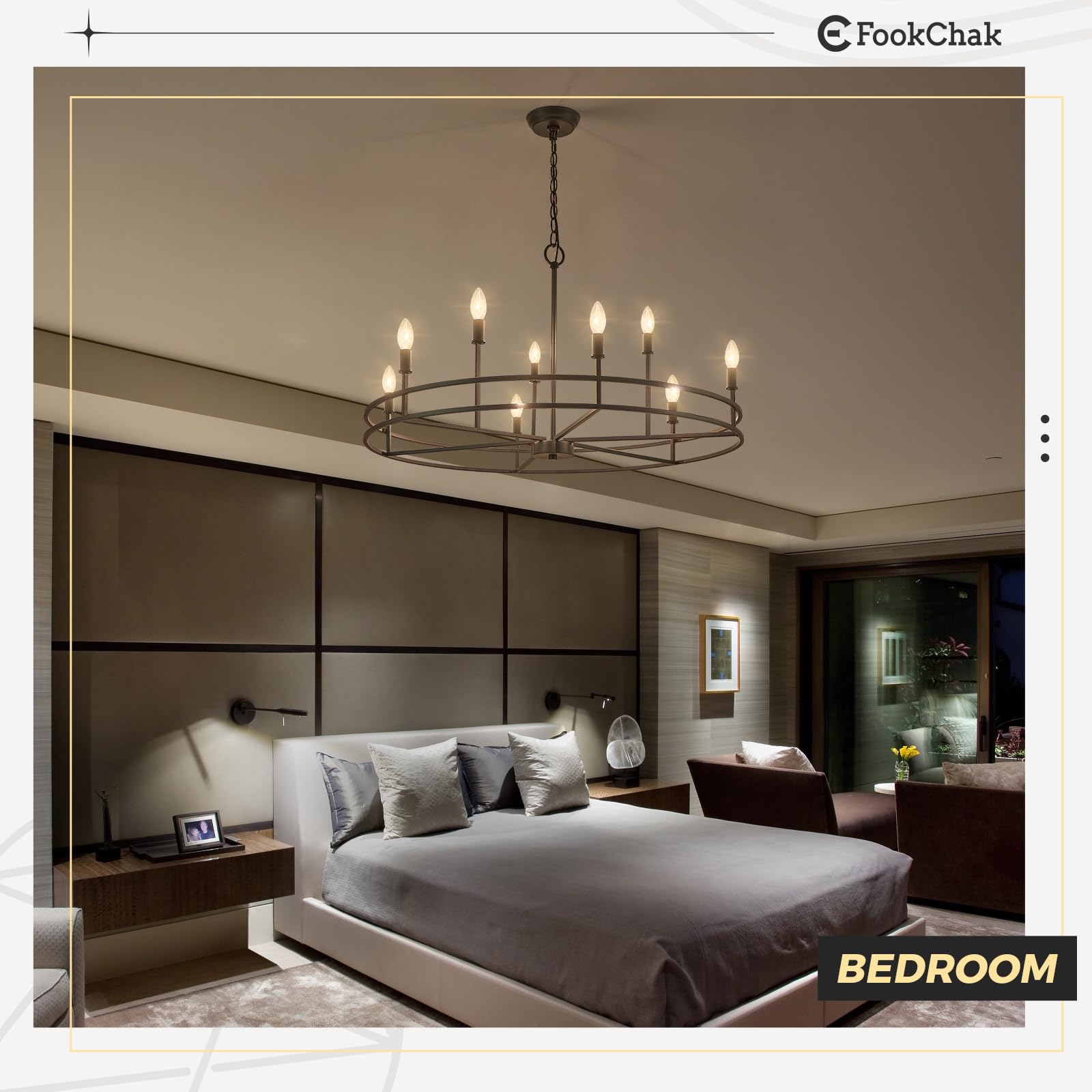 Black Chandelier 6-Light Dining Room Chandelier Kitchen Chandeliers Over Table Round Living Room Chandelier Light Fixture for Bedroom, Kitchen, Foyer