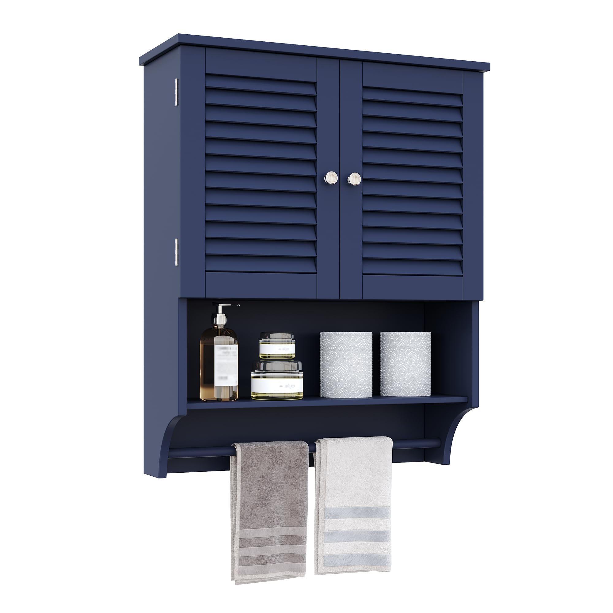 ChooChoo Bathroom Wall Cabinet, Medicine Cabinet, 2 Doors Over The Toilet Space Saver Storage Cabinet with Large Space, Black
