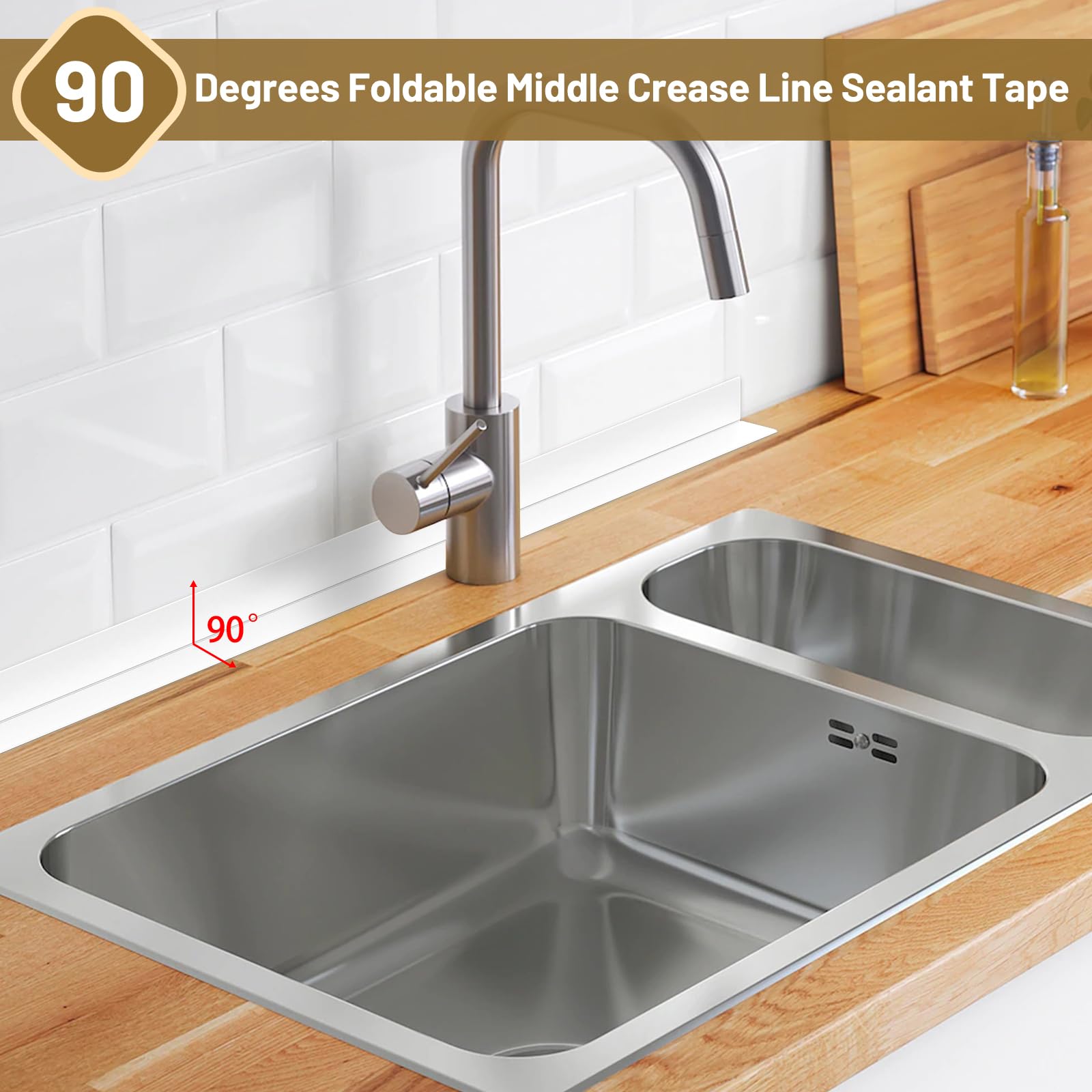 Caulk Tape Waterproof Self Adhesive, 2 Rolls Toilet Caulk Sealing Strip, Bathtub Caulking Sealant Tape for Kitchen, Bathroom, Countertop, Sink, Floor Wall Edge Protector(1.5" x 10.5Ft)