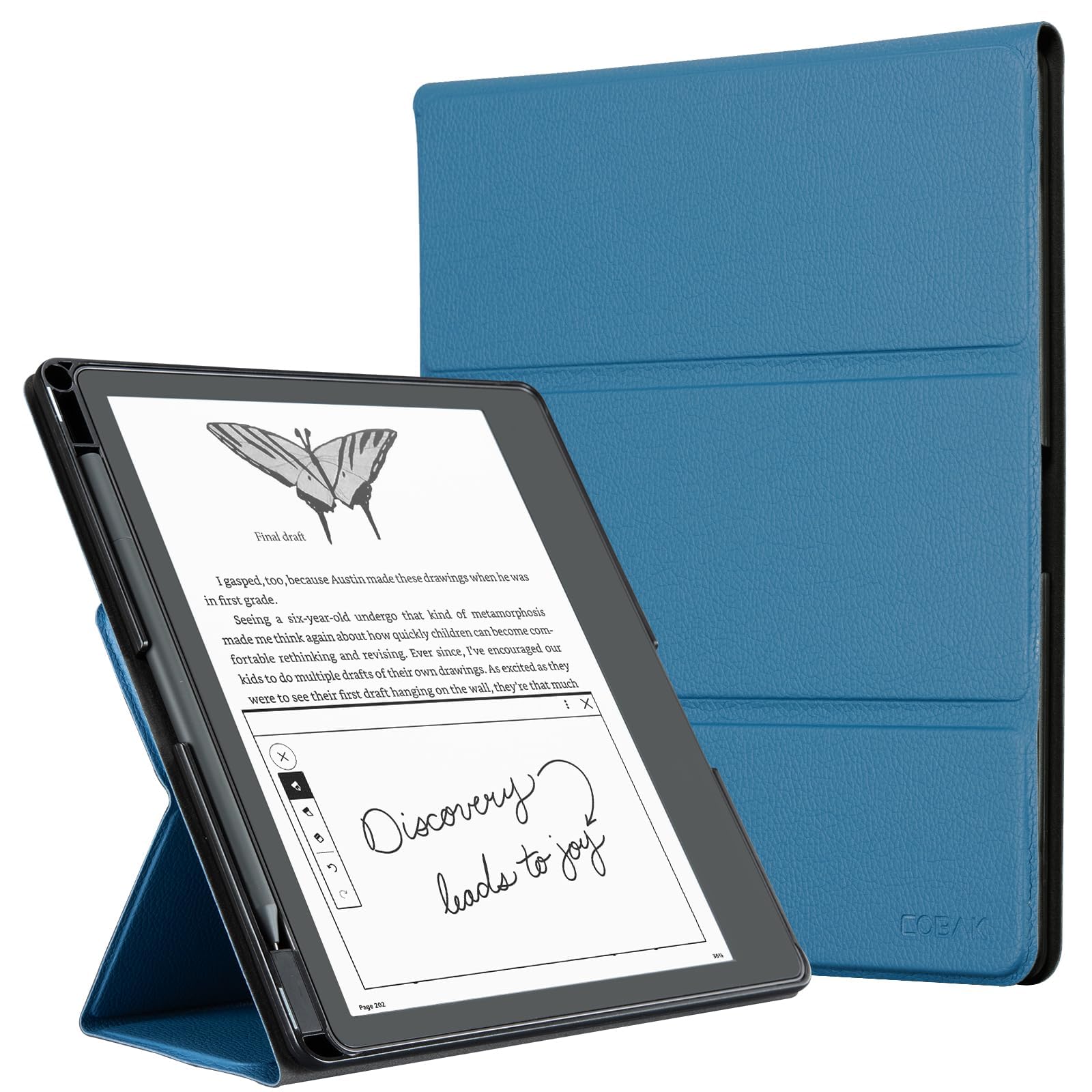 CoBak Stand Case for Kindle Scribe - Premium Folio Leather Cover with Pen Holder, Auto Sleep/Wake - Compatible with 10.2 Inch Kindle Scribe (2022/2024 Release)