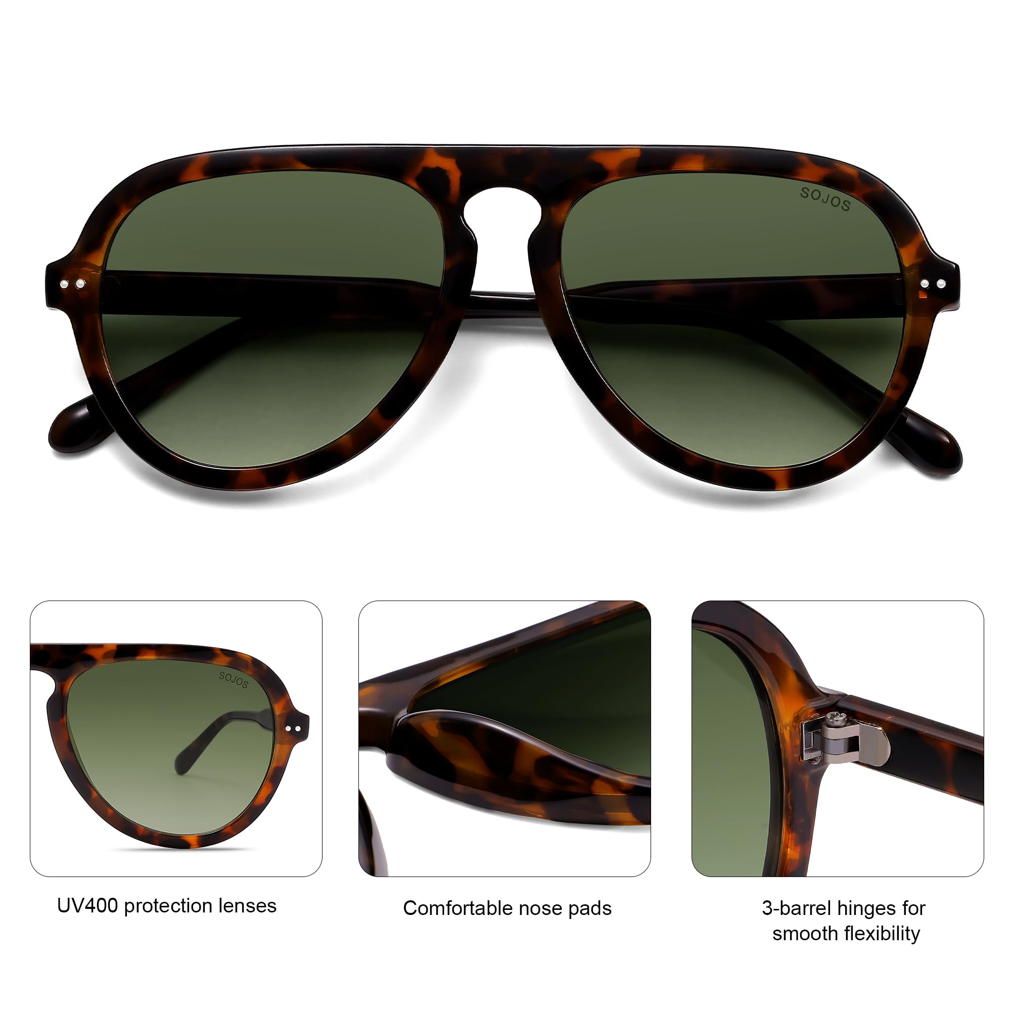 SOJOS Retro Aviator Sunglasses Womens Mens Vintage Plastic Frame Shades Lentes De Sol Para Mujer SJ2255