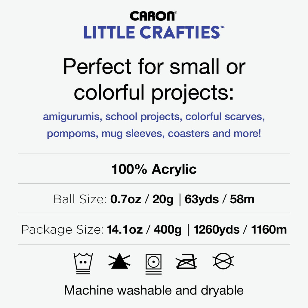 Caron® Little Crafties™ 20 Assorted Acrylic Yarn Skeins 63yd Each for Knitting and Crochet Projects , Multipack Starter Kit