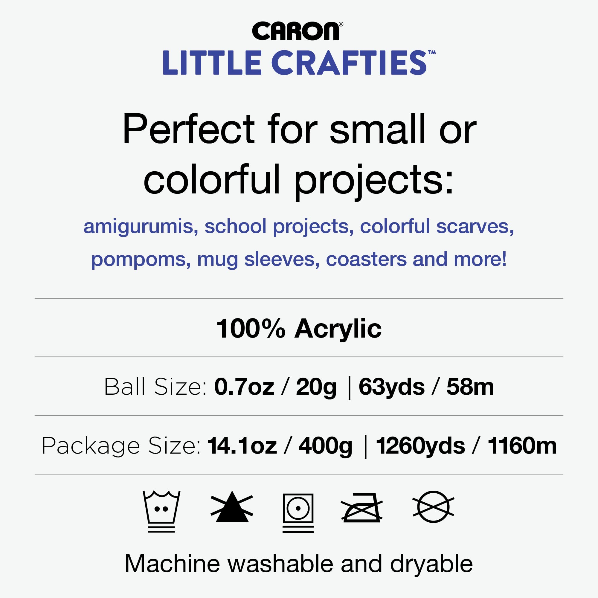Caron® Little Crafties™ 20 Assorted Acrylic Yarn Skeins 63yd Each for Knitting and Crochet Projects , Multipack Starter Kit