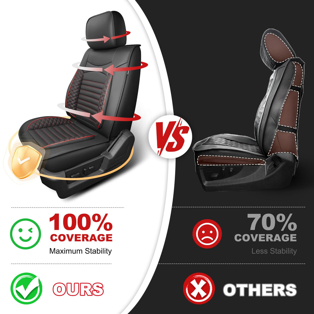 AOMSAZTO Seat Covers Fit for Ford F150 : 2009-2024 2025 2026 - F250/F350/F450 2017-2024 2025 2026 Truck Pick-up Front Car Seat Covers Faux Leather(Blackline, 2PCS Front)