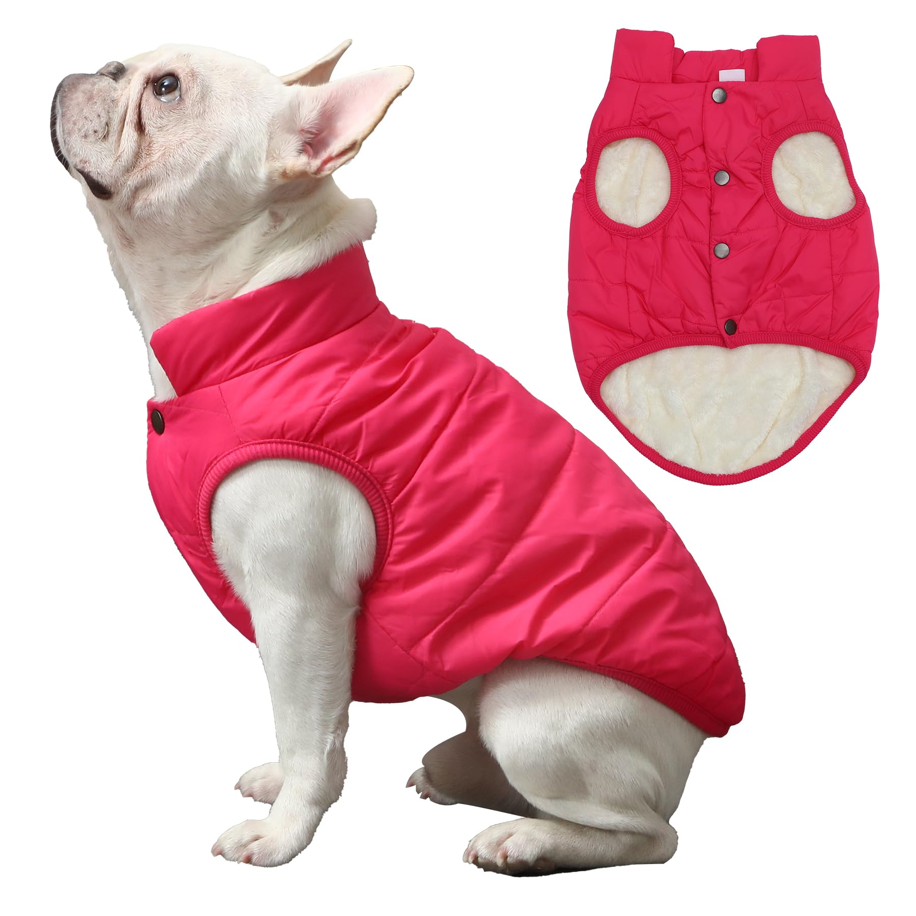 JoyDaog Dog Jacket with Harness,Fleece Lined Warm Puppy Coat for Winter,Soft Windproof Small Dog Vest,Green XS