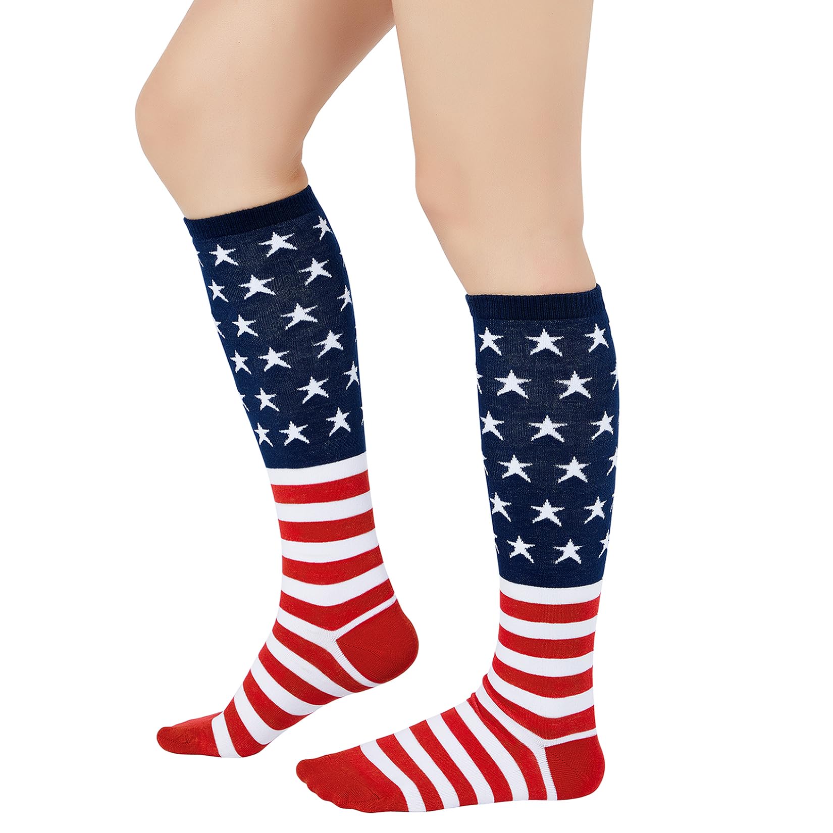 Century Star Knee High Striped Socks for Women - Long Thin Tube Sports Thigh High Socks Tall Stockings