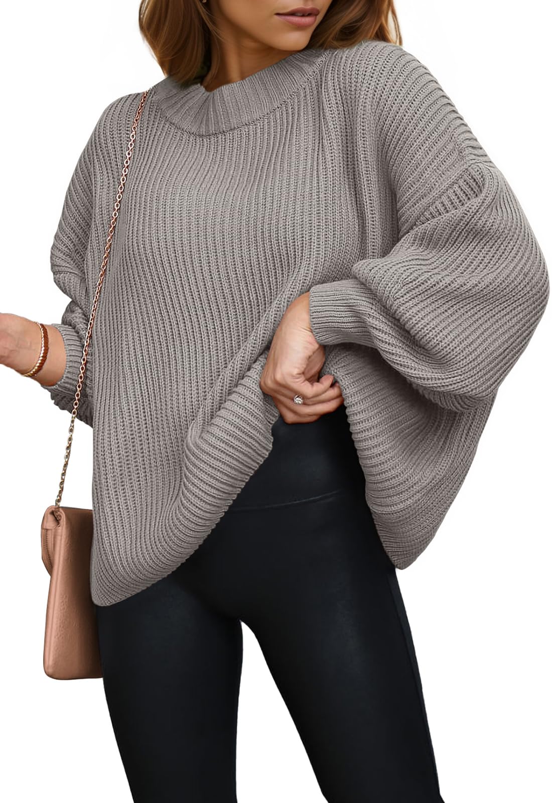 PRETTYGARDEN Womens Sweaters Spring 2026 Oversized Chunky Knitted Pullover Sweater Casual Long Sleeve Crewneck Cute Sweaters