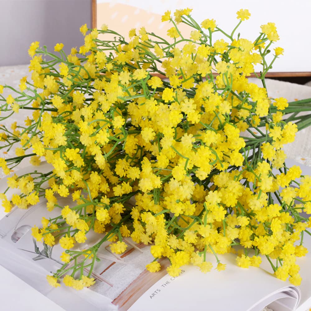 15 PCS Babys Breath Artificial Flowers Fake Babys Breath Flowers Artificial Bulk Blue Gypsophila Bouquets Real Touch Faux Flowers for Wedding Floral Arrangement Party Home Decoration