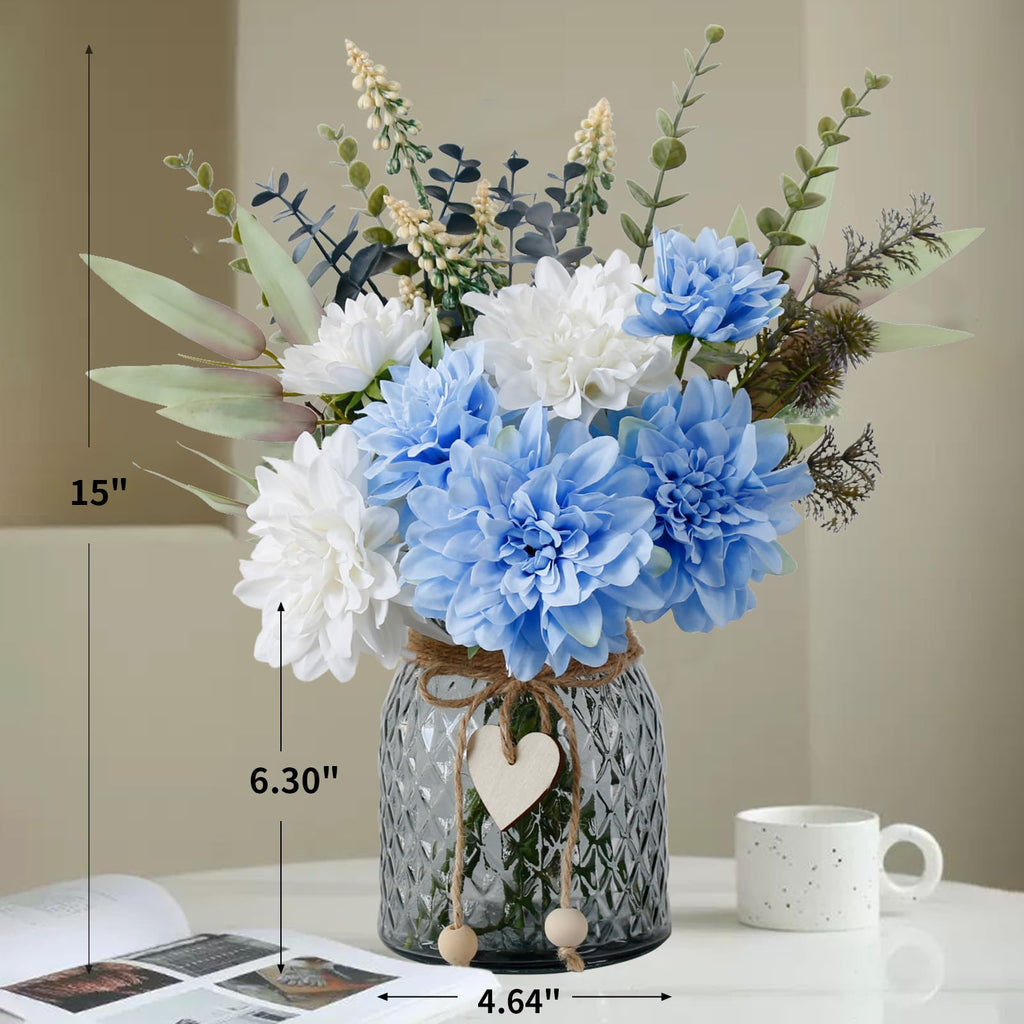 Leftover Fake Flowers in Vase,Faux Flowers in Vase,Table Centerpieces for Dining Room,Flower Centerpieces for Tables,Artificial Flowers,Kitchen Decor,Coffee Table Decor