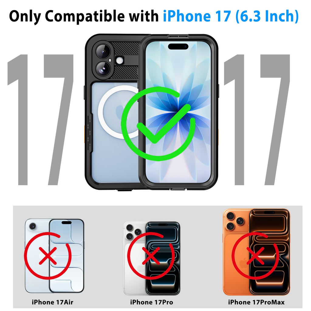 iPhone 13 Pro Case, Waterproof & Shockproof Phone Case, Full Protection, IP68, 6.1 Inch, Black