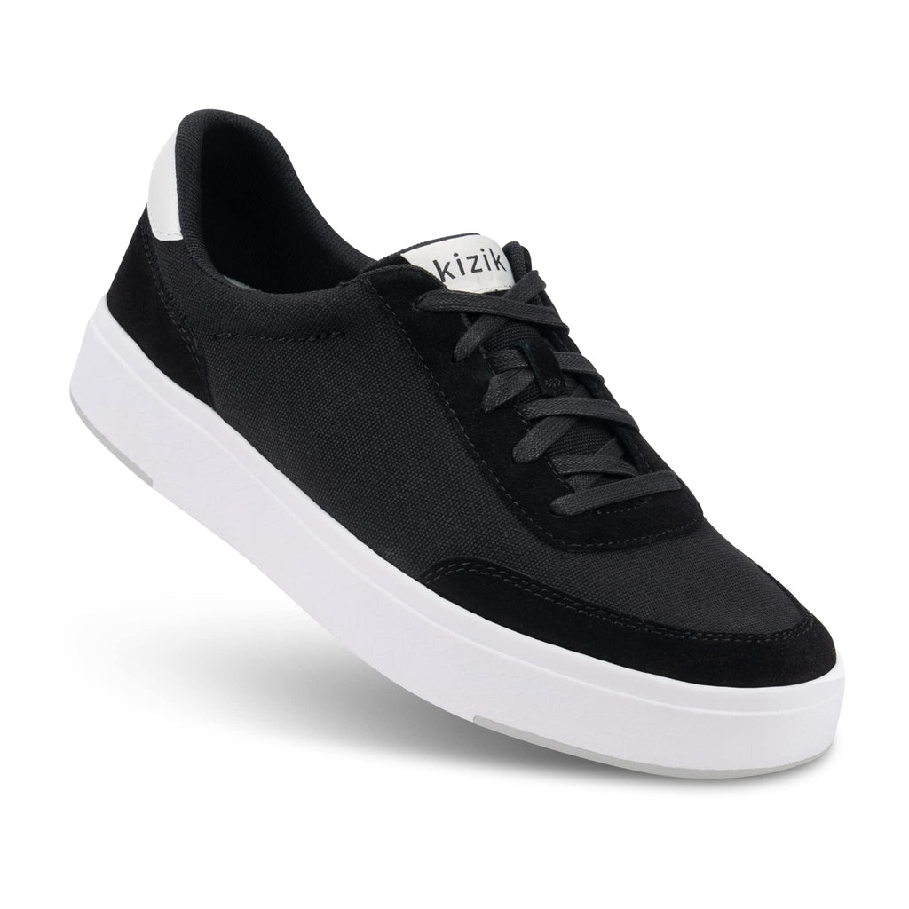 Kizik Slip On Sneakers: Prague - Court Style, 4-Way Stretch Canvas with Suede Details, Casual Shoes for Women & Men, Hands Free Convenience