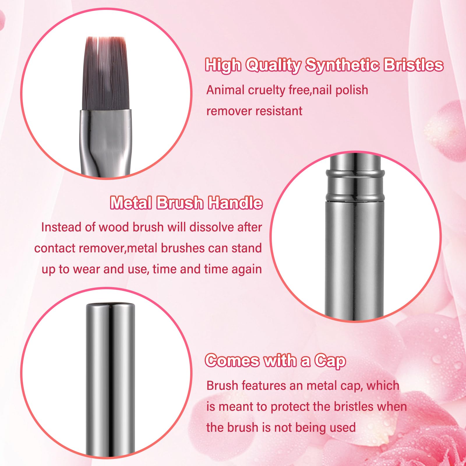 Nail Art Clean Up Brushes,Nail Brushes for Cleaning Polish Mistakes on the Cuticles, Acetone Resistant Nail Brush, Fingernail Cleaning Brushes for Nail Art and Designs (2 Pcs Round&Angled)