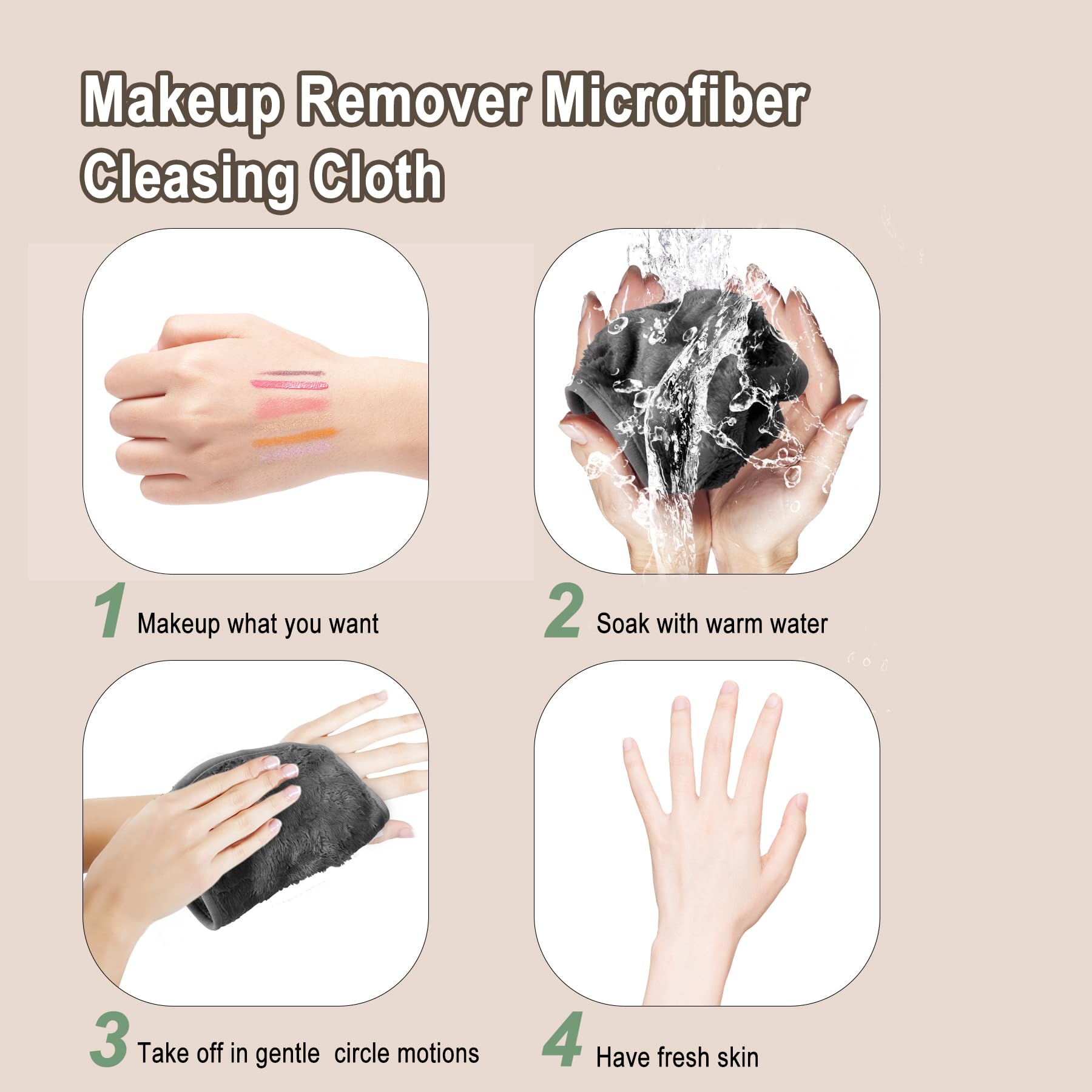 KODAMO Makeup Remover Cloth, Reusable Makeup Remover Pads Washable with Mesh Bag, Microfiber Makeup Removal Face Wash Cloths with Just Water, Gentle Soft, 12 Pack