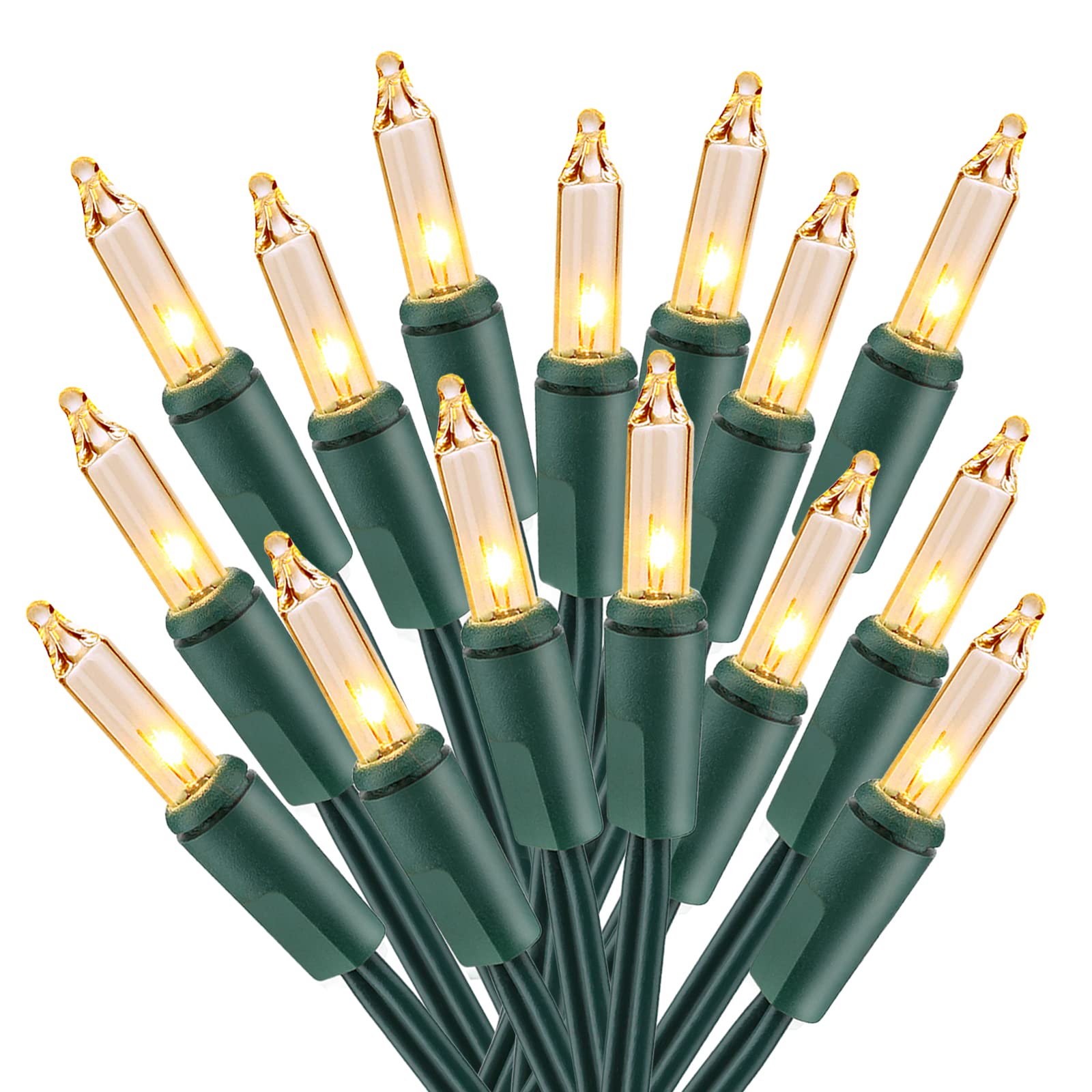 Brizled Christmas Lights, 600 Count 139.2ft Incandescent Mini Lights, Connectable 120V UL Certified for Xmas Wedding Bedroom Porch Decor, White Wire, Warm White
