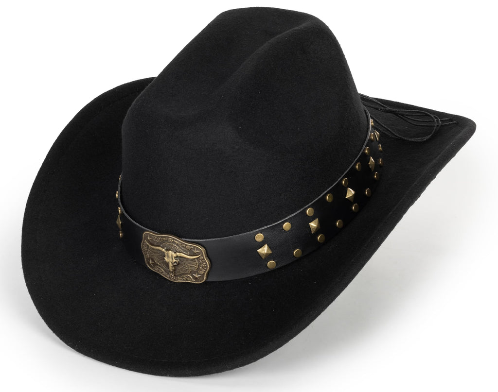 Vintage Western Cowboy Hat for Men Women - Wide Brim Cowgirl Fedora Hats with Braided Rope Band M