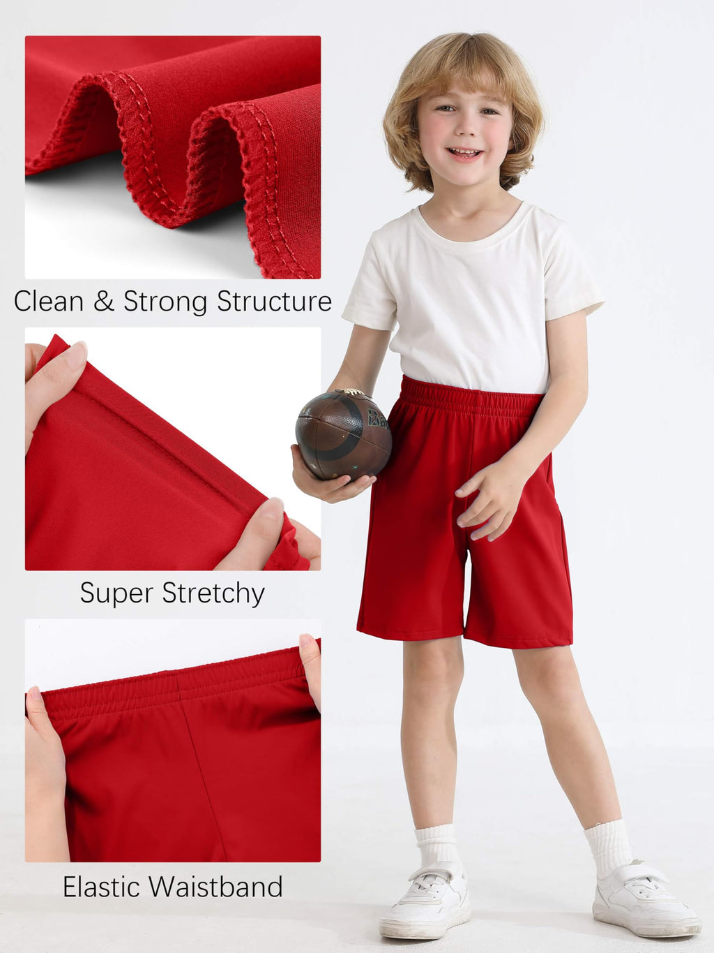 Resinta 4 Pack Toddler Boy Shorts Elastic Waist Boys Athletic Basketball Soccer Shorts Summer Pull-On Comfort for Playwear