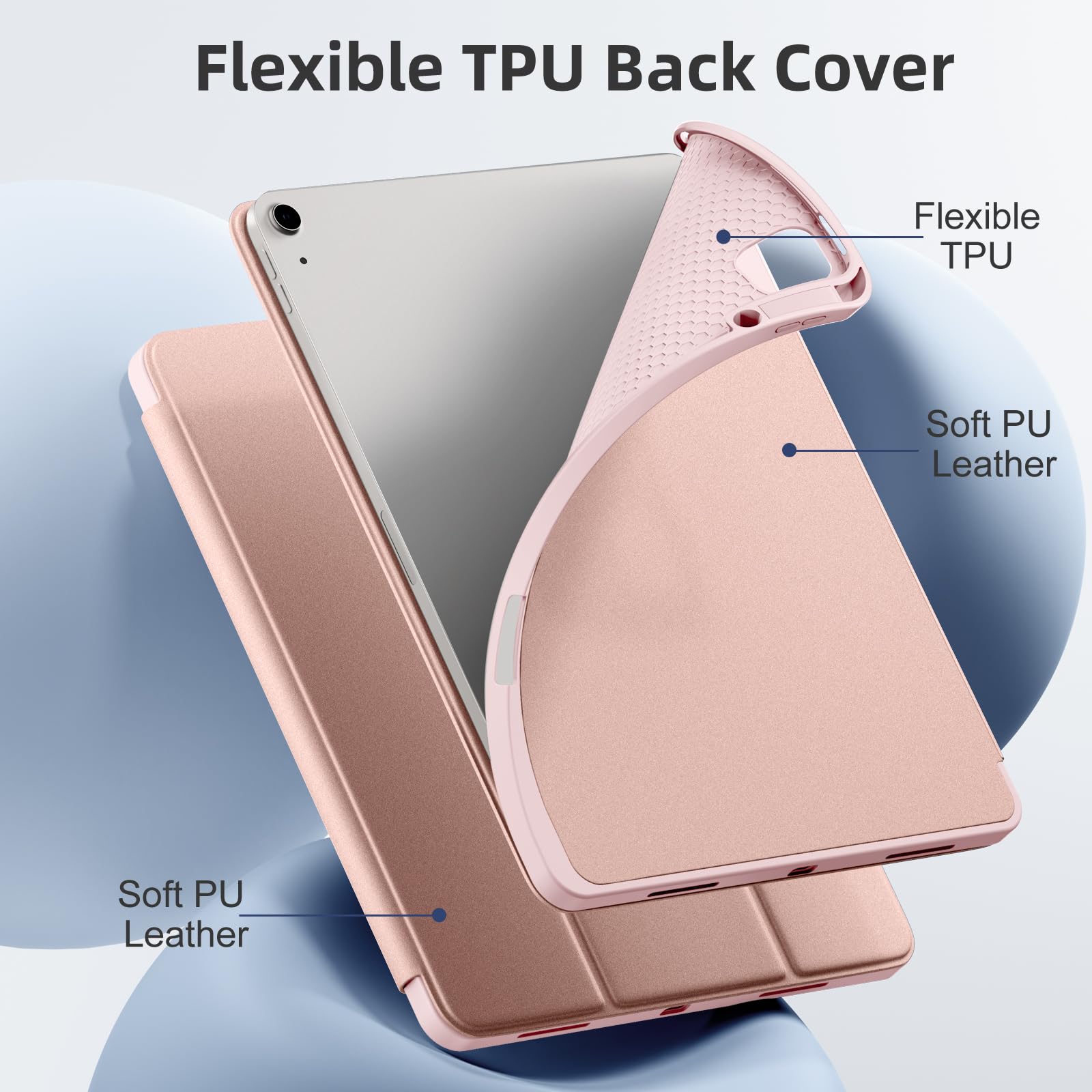 Akkerds Compatible for iPad Air 13 Inch Case (M4/M3/M2) 2026/2025/2024 with Pencil Holder, Trifold Stand Protective Cover/Soft TPU Back for iPad Air 13 Case, Supports Touch ID, Auto Wake/Sleep, Black