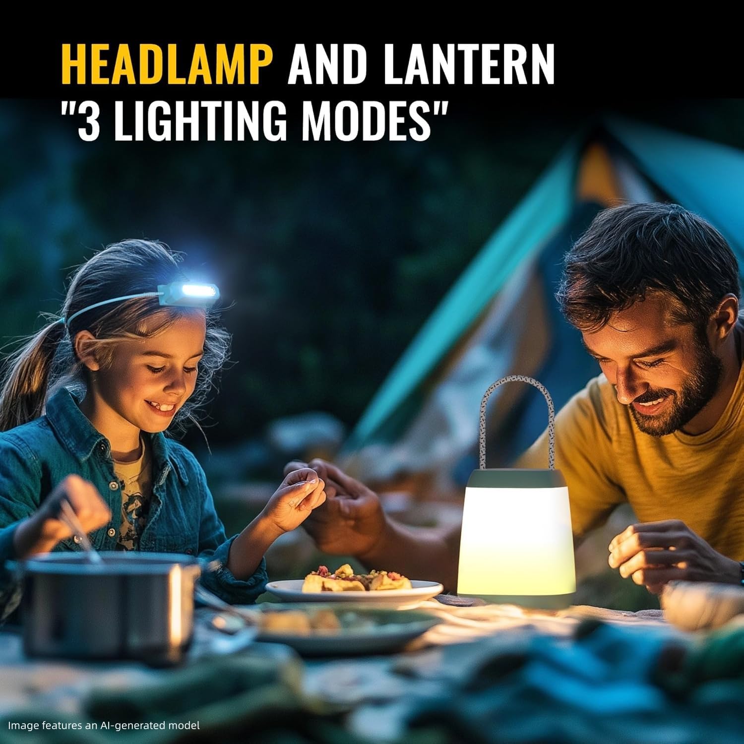 HOKOILN 2 Pack LED Camping Lights, Battery Powered LED Camping Lantern with 3 Modes, Portable Night Light for Tent, Hiking, Emergency, Backpacking, Indoor and Outdoor Use