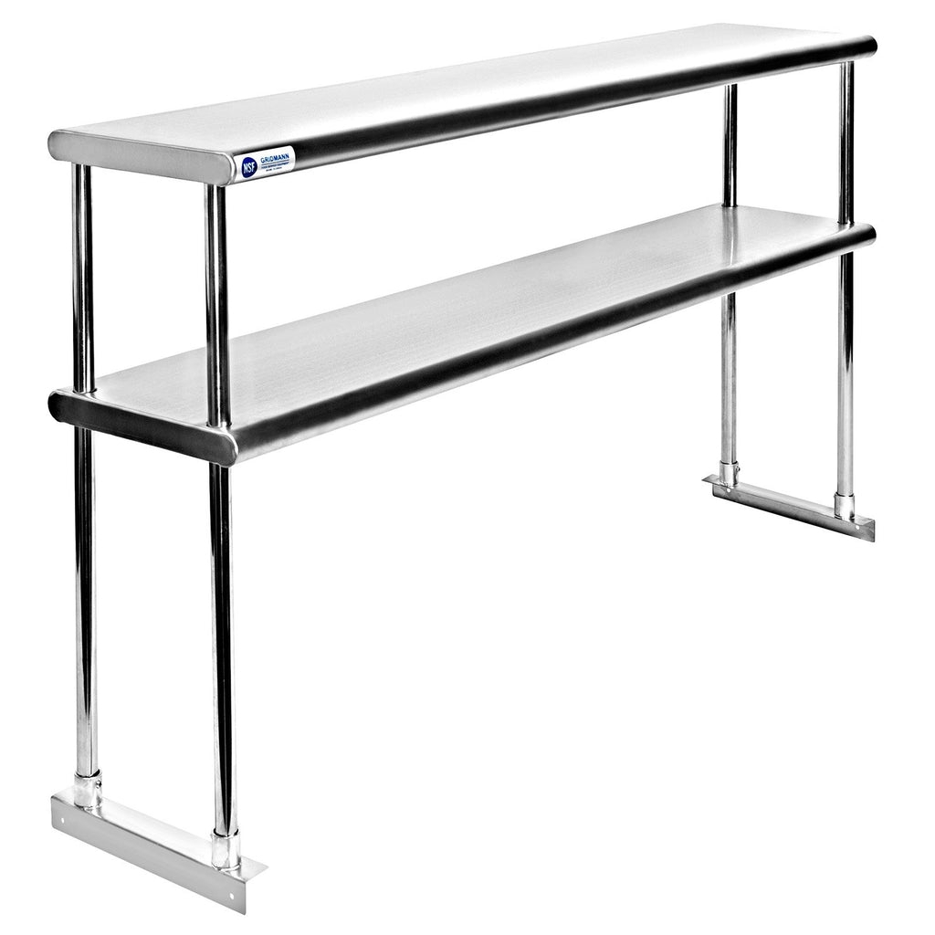 GRIDMANN NSF Stainless Steel Commercial Kitchen Prep & Work Table Plus A 2 Tier Shelf - 60 in. x 12 in.