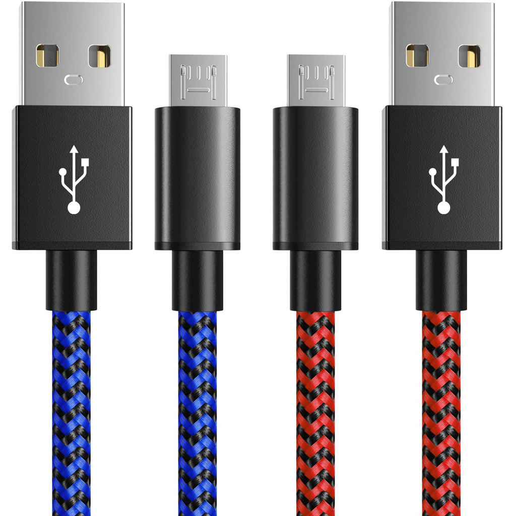 6amLifestyle PS4 Charger Cable for Controller, 2 Pack 10ft Micro USB Nylon Braided Cord, Micro USB Wire for PlayStation 4, Cables Slim/Pro, Xbox One S/X Controller, Android Phones, 2 Pack Black